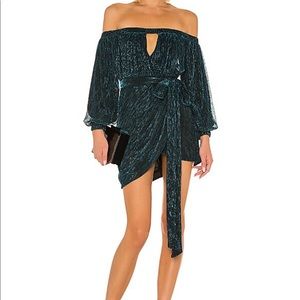 Michael Costello Teal Strapless Dress